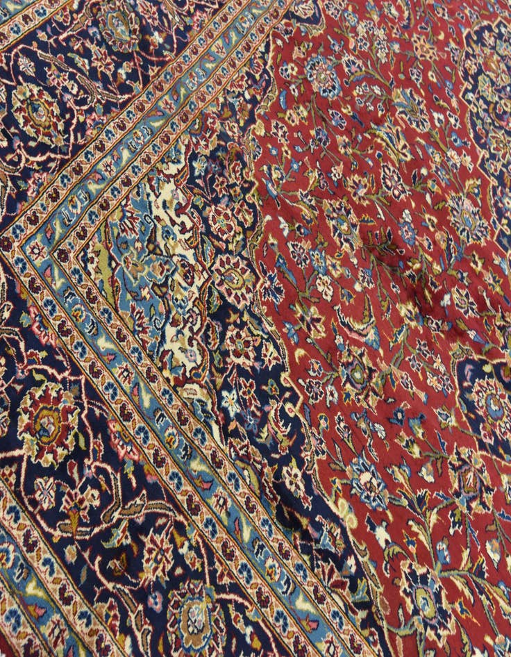 Detail image of  9' 8 x 13' 3  Hand Knotted Kashan Persian Wool Rug