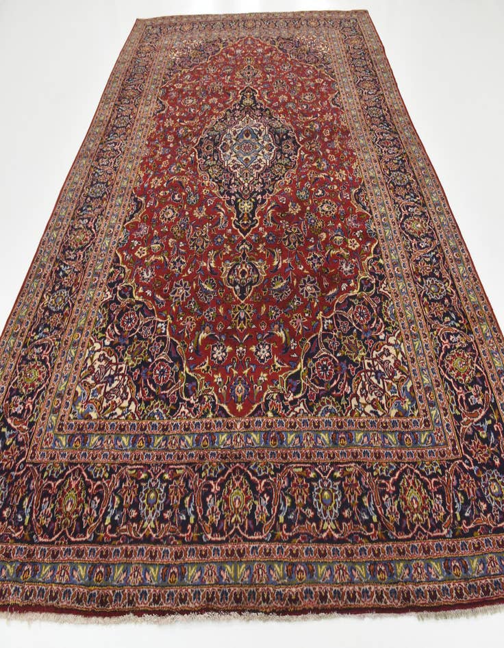 Detail image of  9' 8 x 13' 2  Hand Knotted Kashan Persian Wool Rug