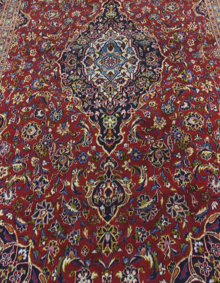 Detail image of  9' 8 x 13' 2  Hand Knotted Kashan Persian Wool Rug