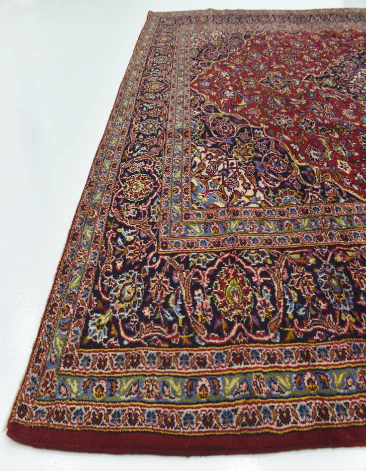 Detail image of  9' 8 x 13' 2  Hand Knotted Kashan Persian Wool Rug