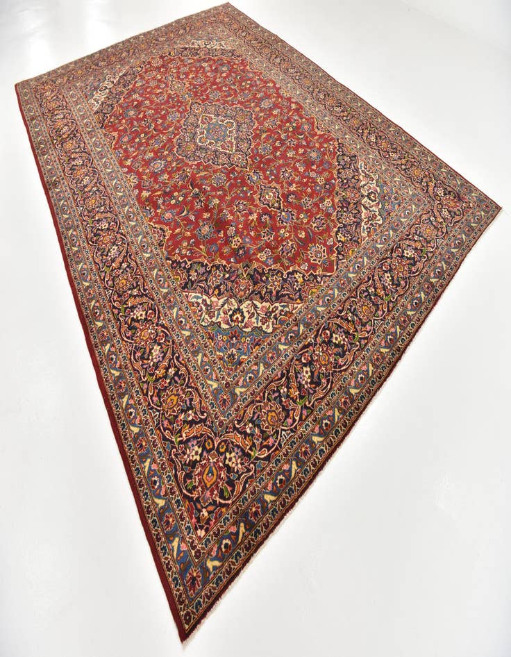 Detail image of  9' 7 x 13' 2  Hand Knotted Kashan Persian Wool Rug