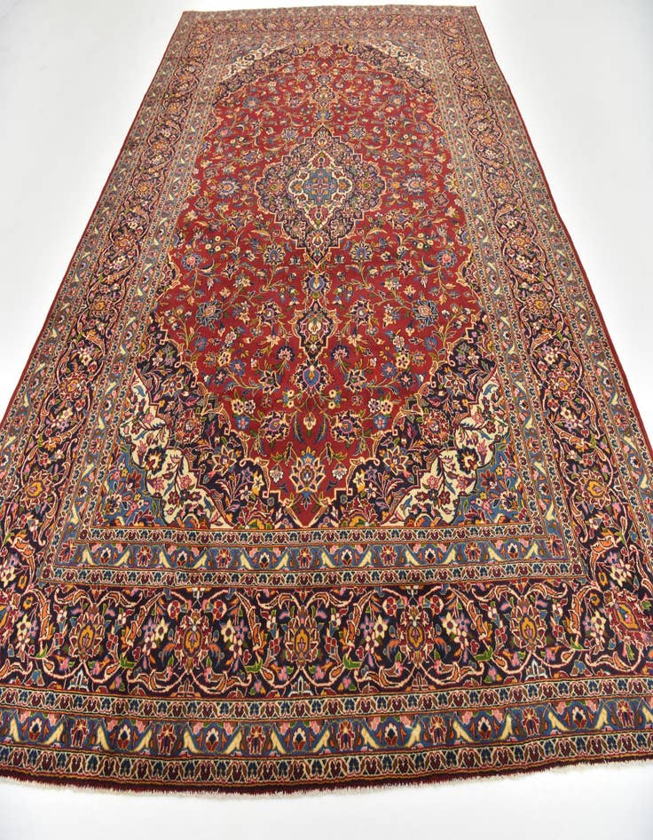 Detail image of  9' 7 x 13' 2  Hand Knotted Kashan Persian Wool Rug