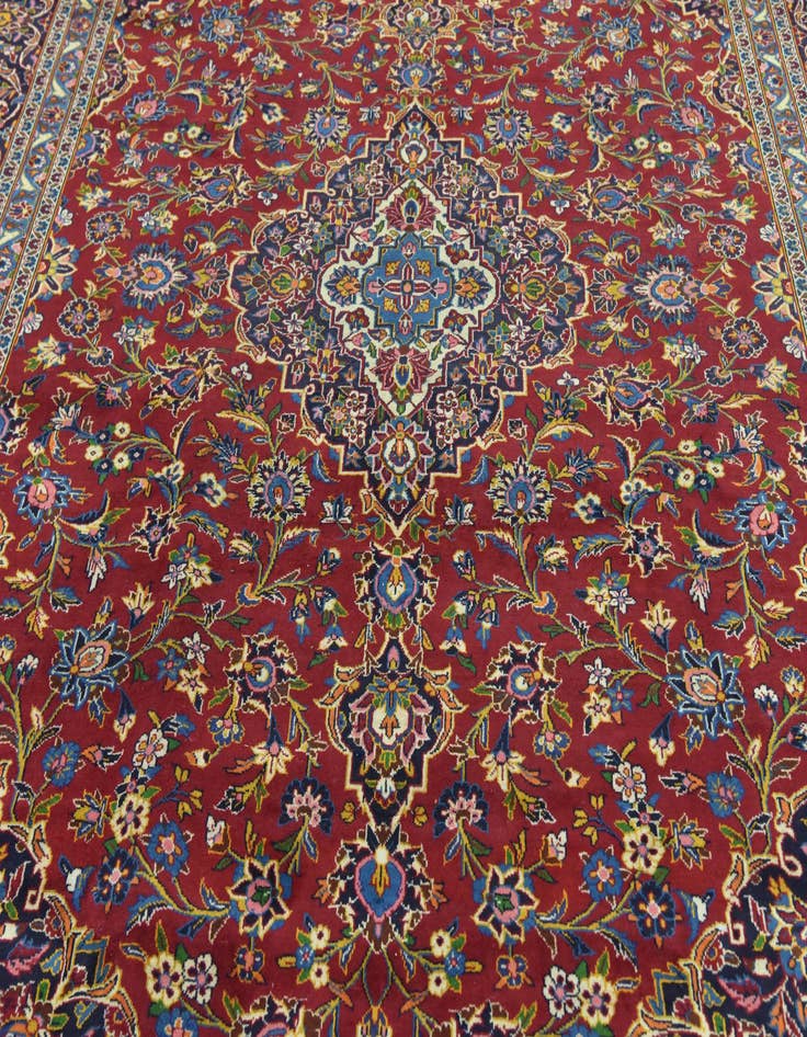 Detail image of  9' 7 x 13' 2  Hand Knotted Kashan Persian Wool Rug
