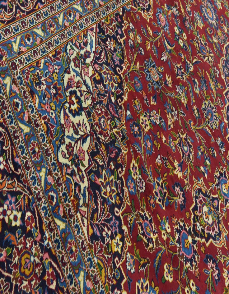 Detail image of  9' 7 x 13' 2  Hand Knotted Kashan Persian Wool Rug