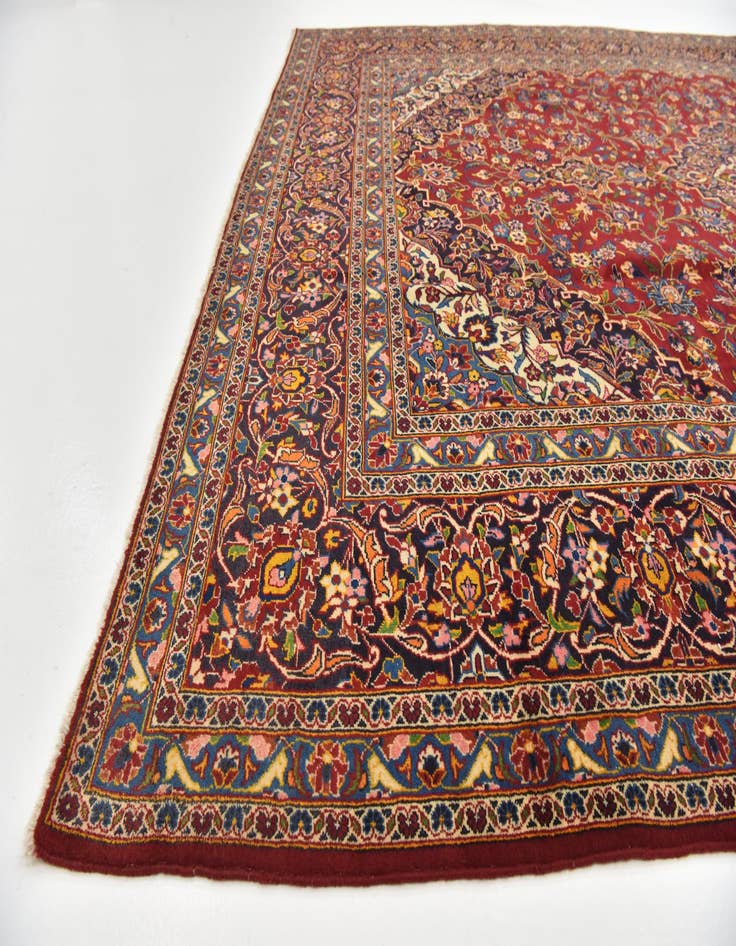 Detail image of  9' 7 x 13' 2  Hand Knotted Kashan Persian Wool Rug