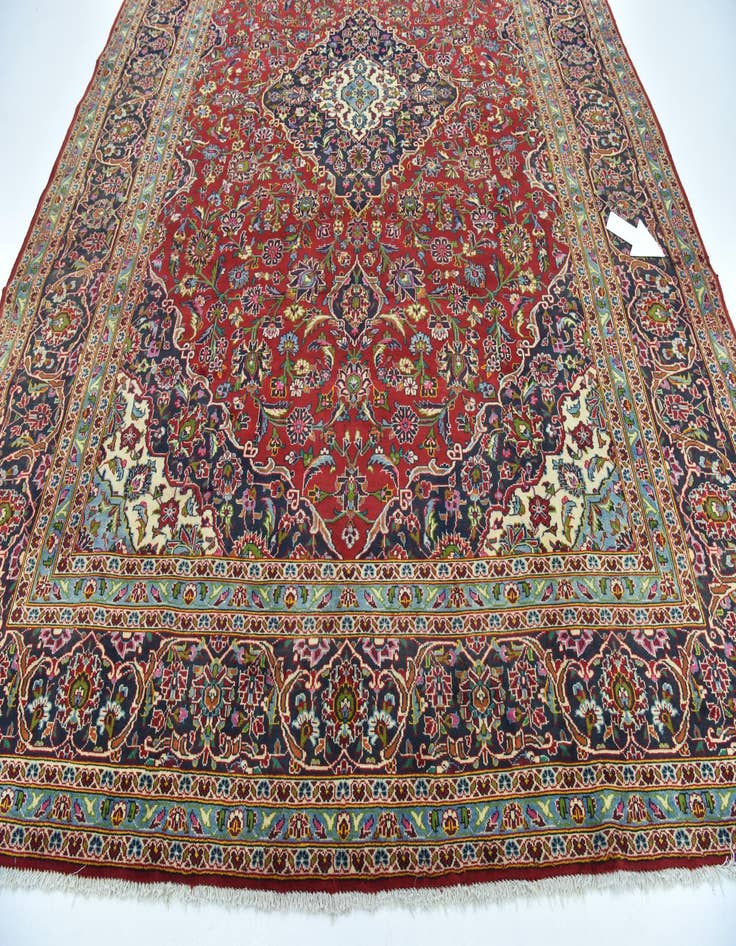 Detail image of  9' 10 x 13' 5  Hand Knotted Kashan Persian Wool Rug