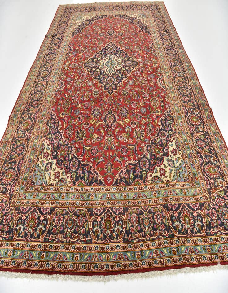 Detail image of  9' 10 x 13' 5  Hand Knotted Kashan Persian Wool Rug