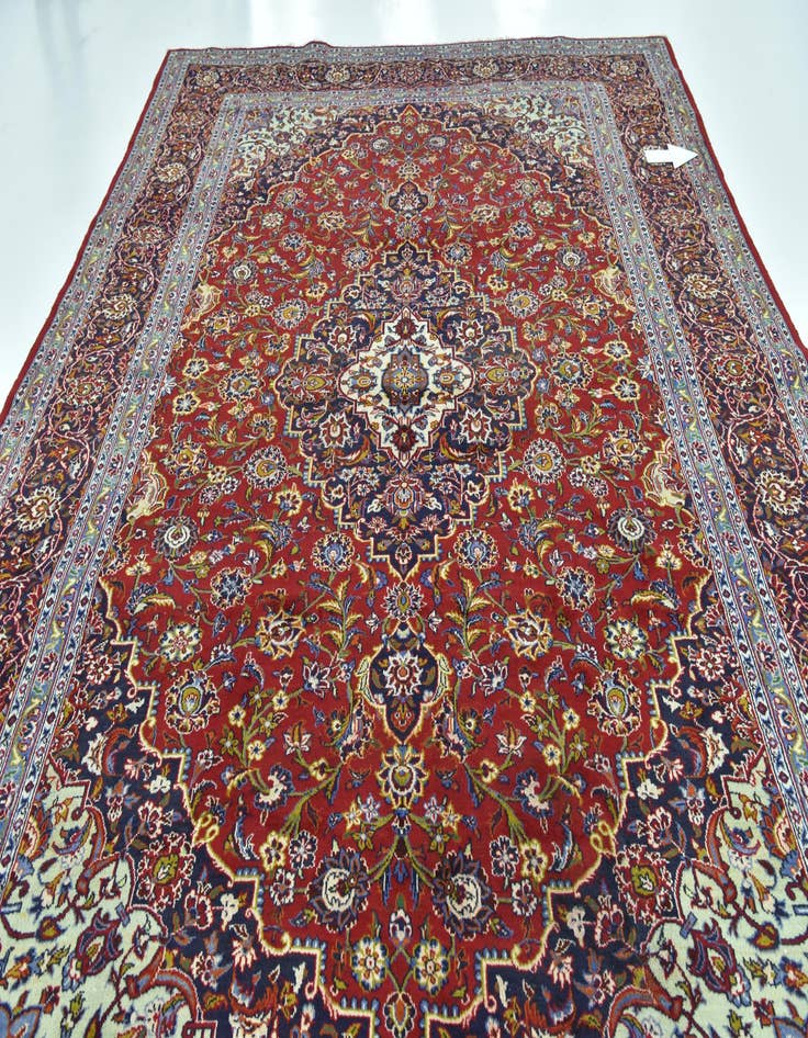 Detail image of  9' 6 x 13' 9  Hand Knotted Kashan Persian Wool Rug