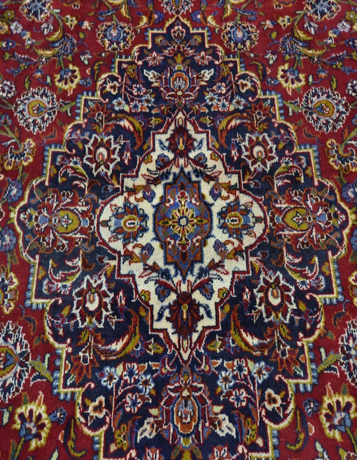 Detail image of  9' 6 x 13' 9  Hand Knotted Kashan Persian Wool Rug