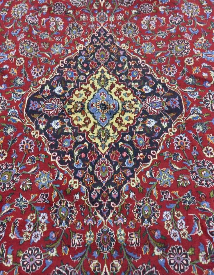 Detail image of  9' 5 x 13'  Hand Knotted Kashan Persian Wool Rug