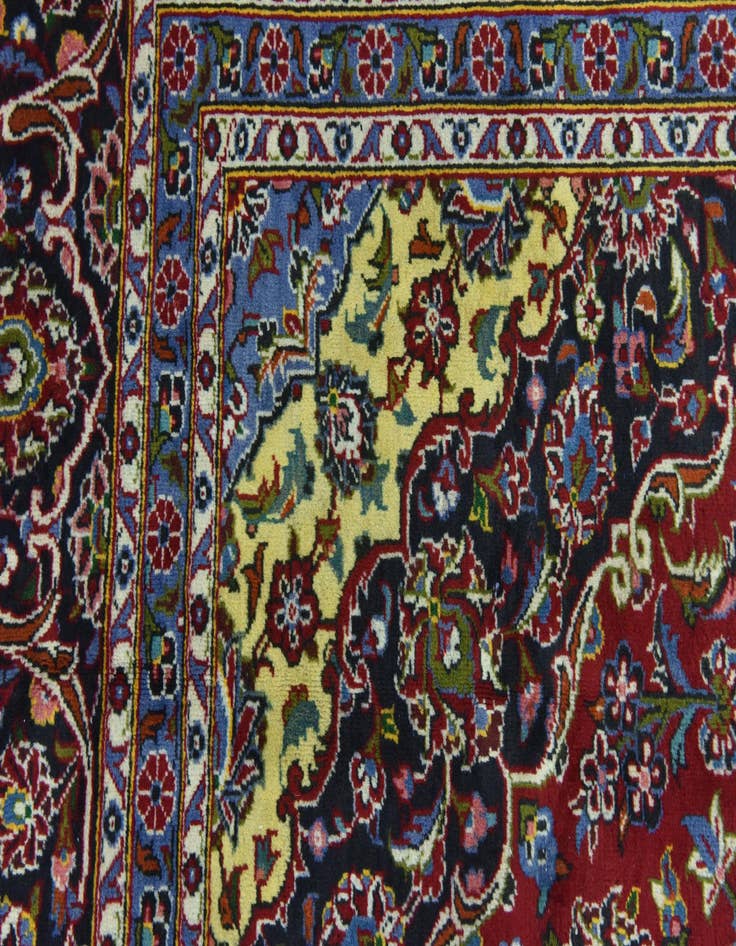 Detail image of  9' 5 x 13'  Hand Knotted Kashan Persian Wool Rug