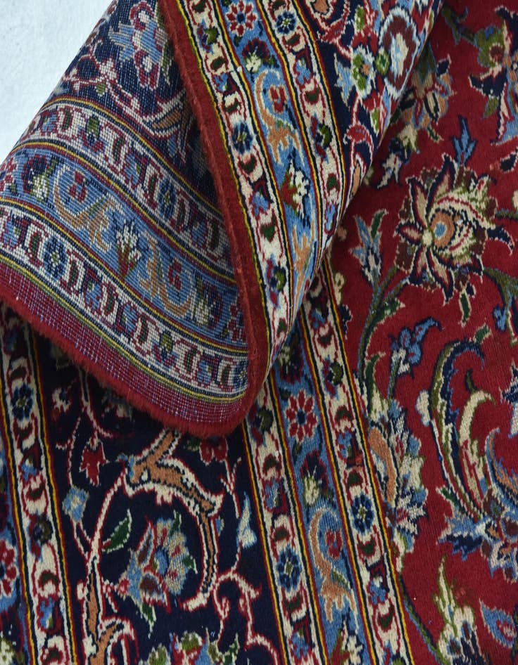 Detail image of  9' 6 x 13'  Hand Knotted Kashan Persian Wool Rug