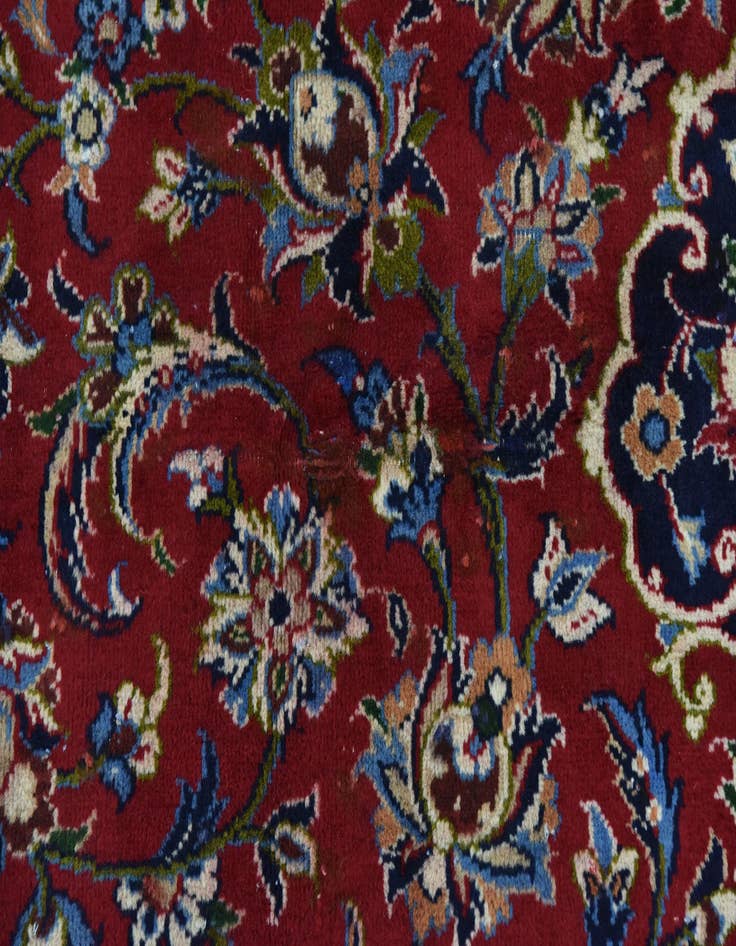 Detail image of  9' 6 x 13'  Hand Knotted Kashan Persian Wool Rug