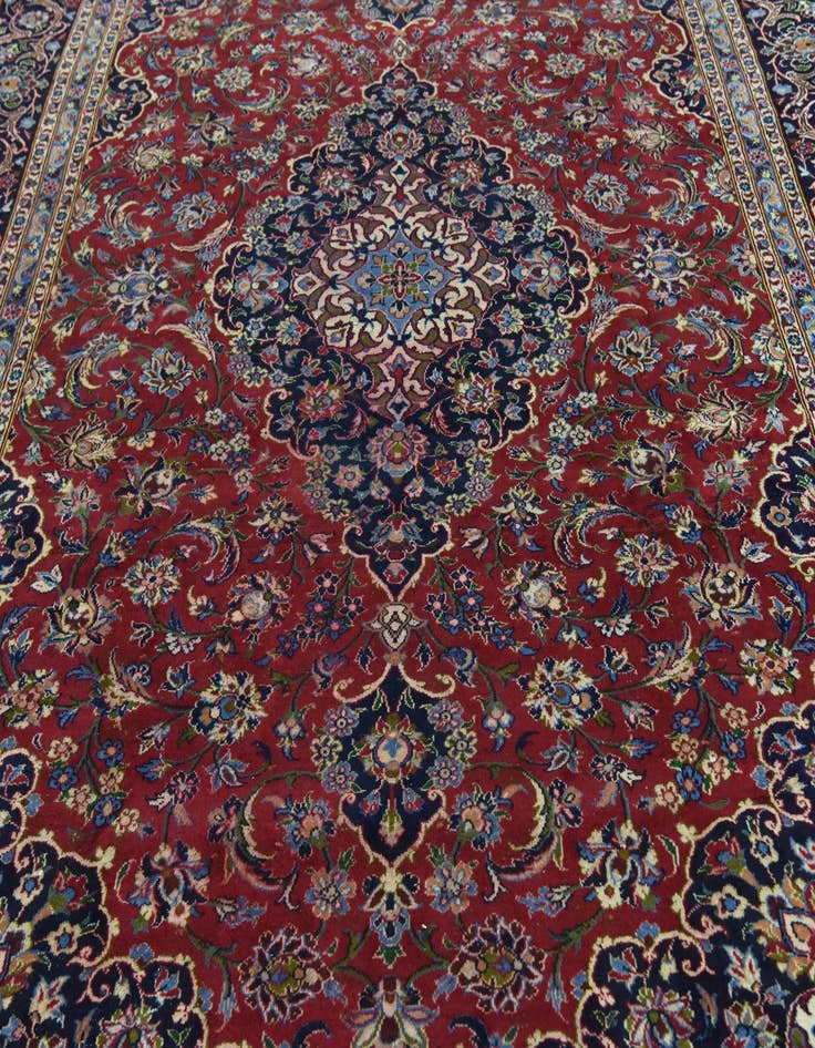 Detail image of  9' 6 x 13'  Hand Knotted Kashan Persian Wool Rug