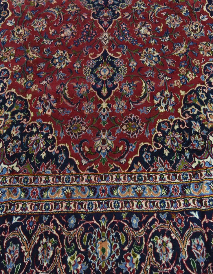 Detail image of  9' 6 x 13'  Hand Knotted Kashan Persian Wool Rug