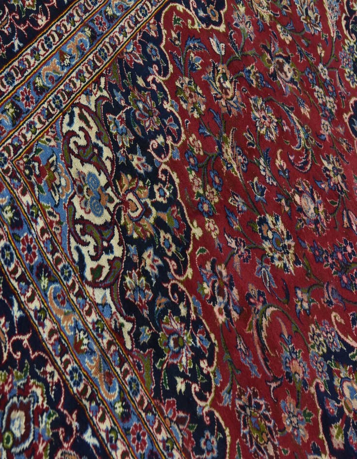Detail image of  9' 6 x 13'  Hand Knotted Kashan Persian Wool Rug