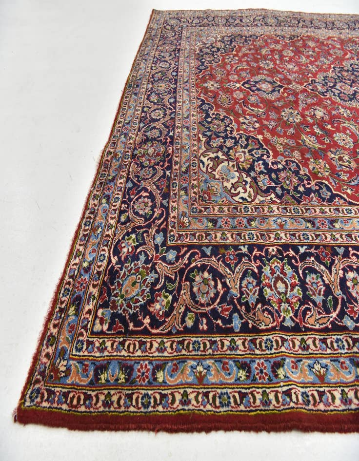 Detail image of  9' 6 x 13'  Hand Knotted Kashan Persian Wool Rug