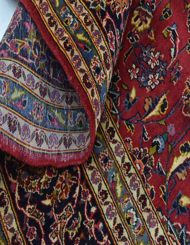 Detail image of  9' 9 x 13'  Hand Knotted Kashan Persian Wool Rug