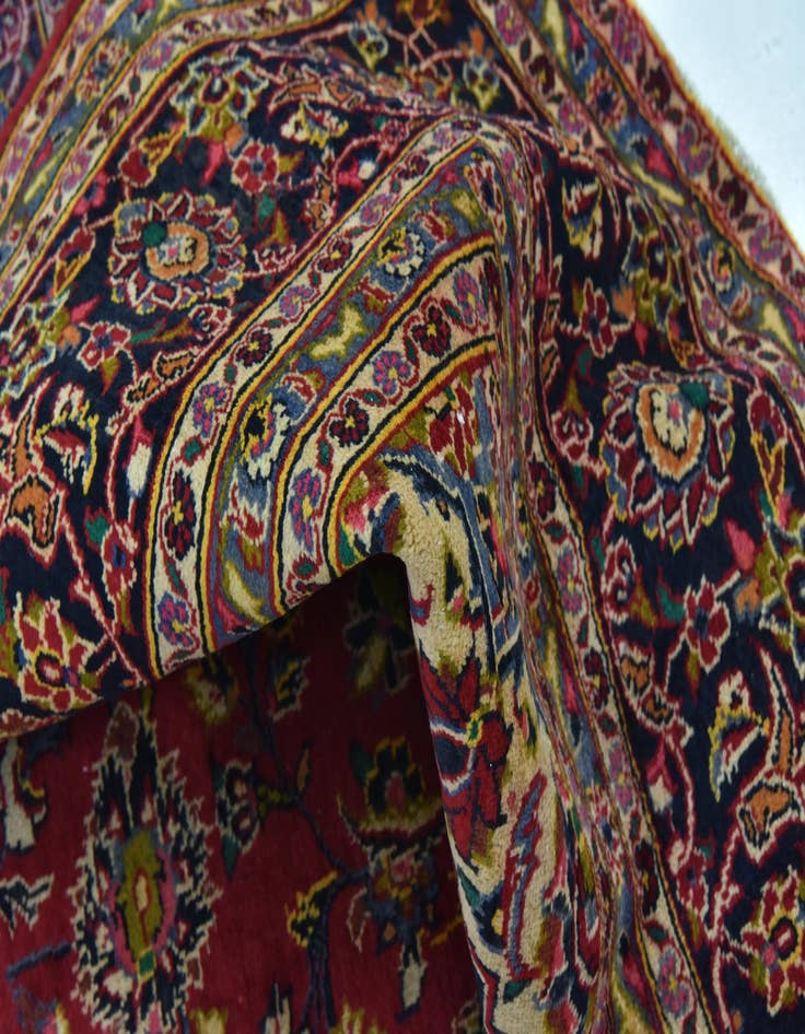 Detail image of  9' 9 x 13'  Hand Knotted Kashan Persian Wool Rug