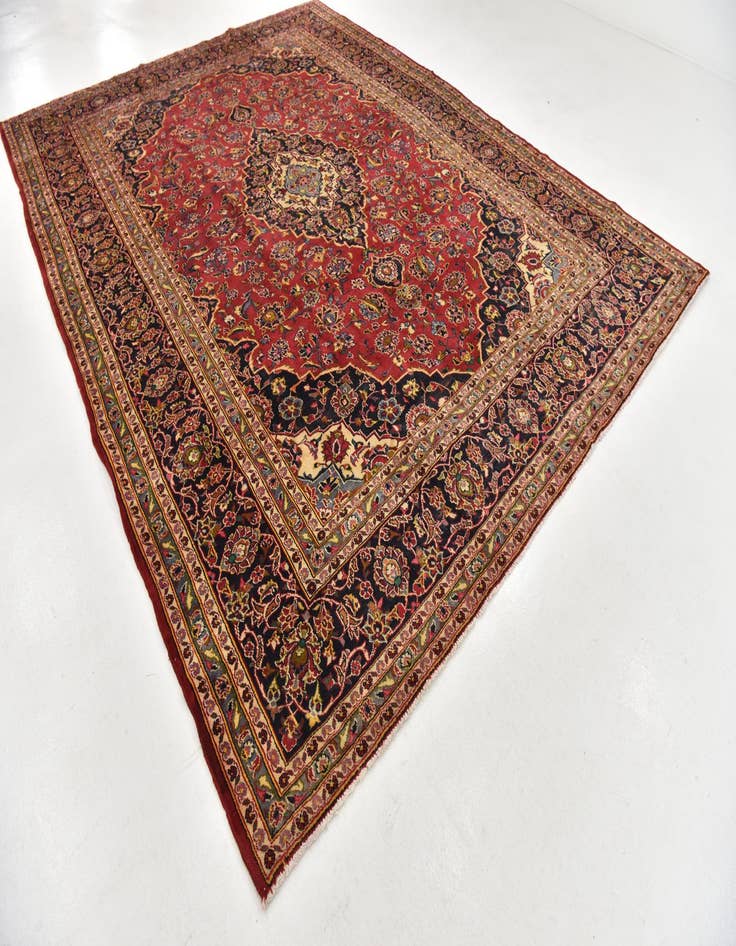 Detail image of  9' 9 x 13'  Hand Knotted Kashan Persian Wool Rug