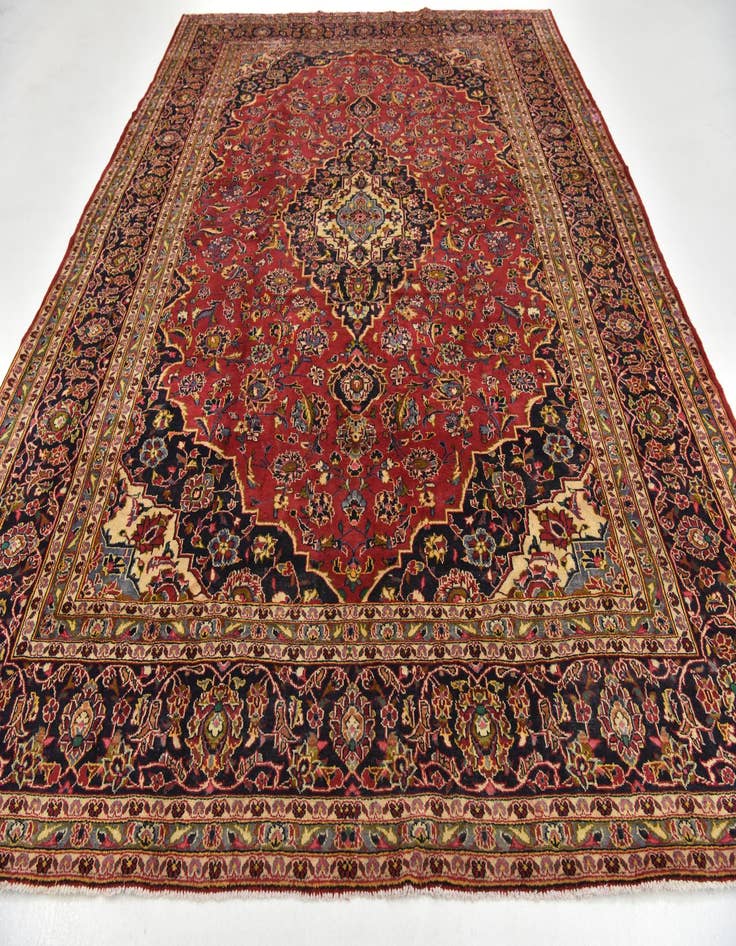 Detail image of  9' 9 x 13'  Hand Knotted Kashan Persian Wool Rug