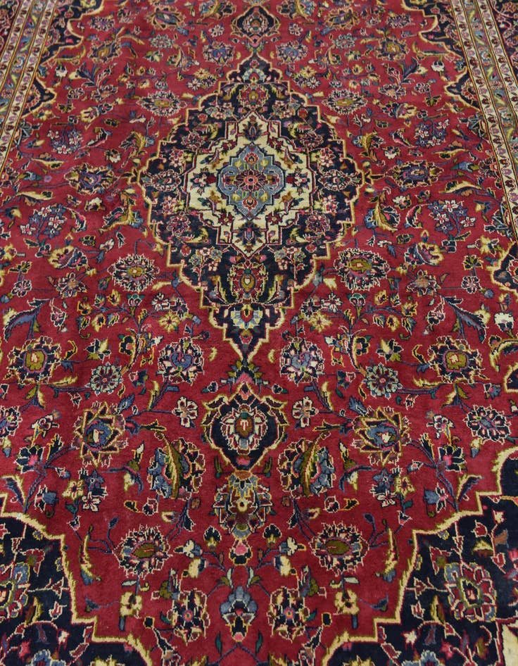 Detail image of  9' 9 x 13'  Hand Knotted Kashan Persian Wool Rug