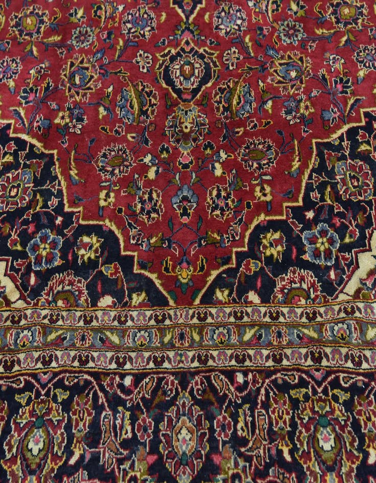 Detail image of  9' 9 x 13'  Hand Knotted Kashan Persian Wool Rug
