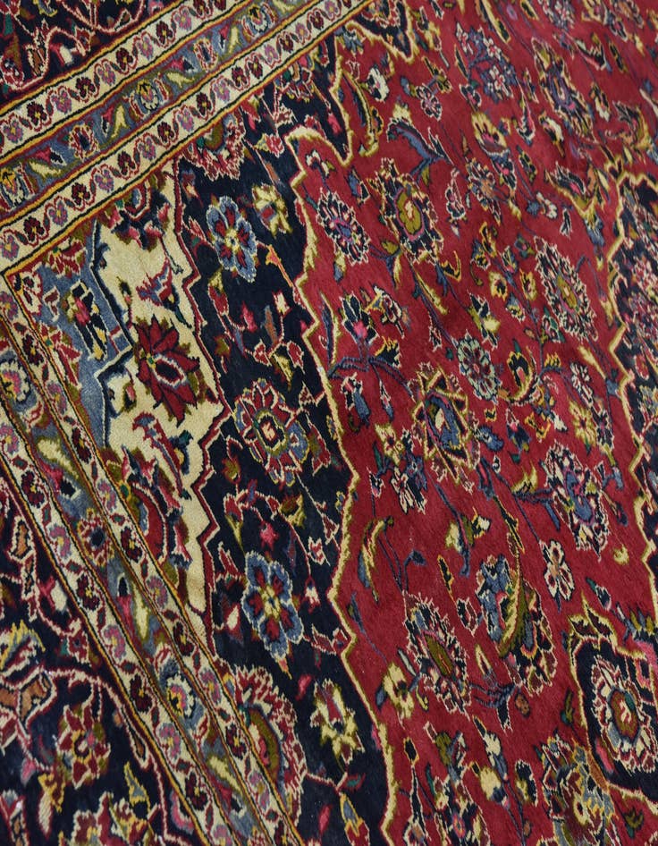 Detail image of  9' 9 x 13'  Hand Knotted Kashan Persian Wool Rug