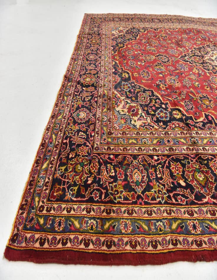 Detail image of  9' 9 x 13'  Hand Knotted Kashan Persian Wool Rug