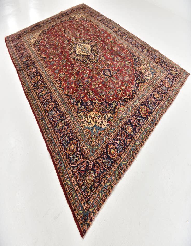 Detail image of  9' 8 x 13' 3  Hand Knotted Kashan Persian Wool Rug