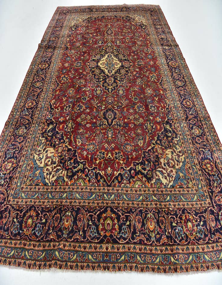 Detail image of  9' 8 x 13' 3  Hand Knotted Kashan Persian Wool Rug