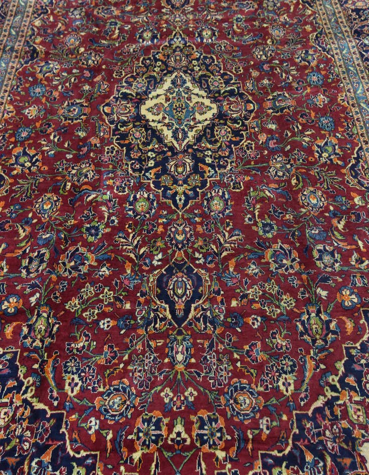 Detail image of  9' 8 x 13' 3  Hand Knotted Kashan Persian Wool Rug