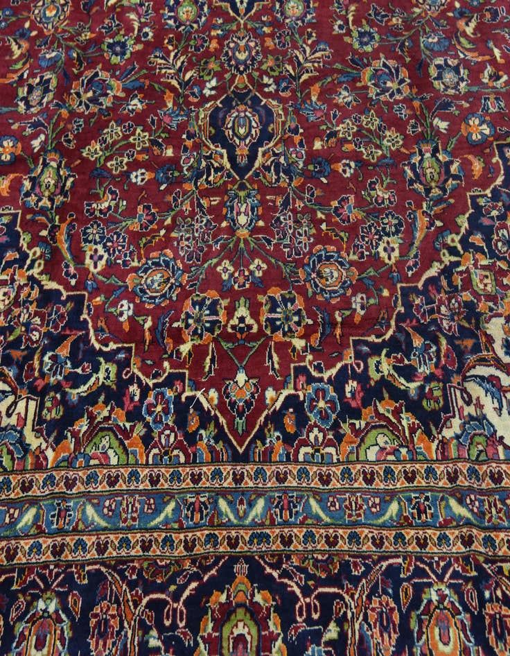 Detail image of  9' 8 x 13' 3  Hand Knotted Kashan Persian Wool Rug