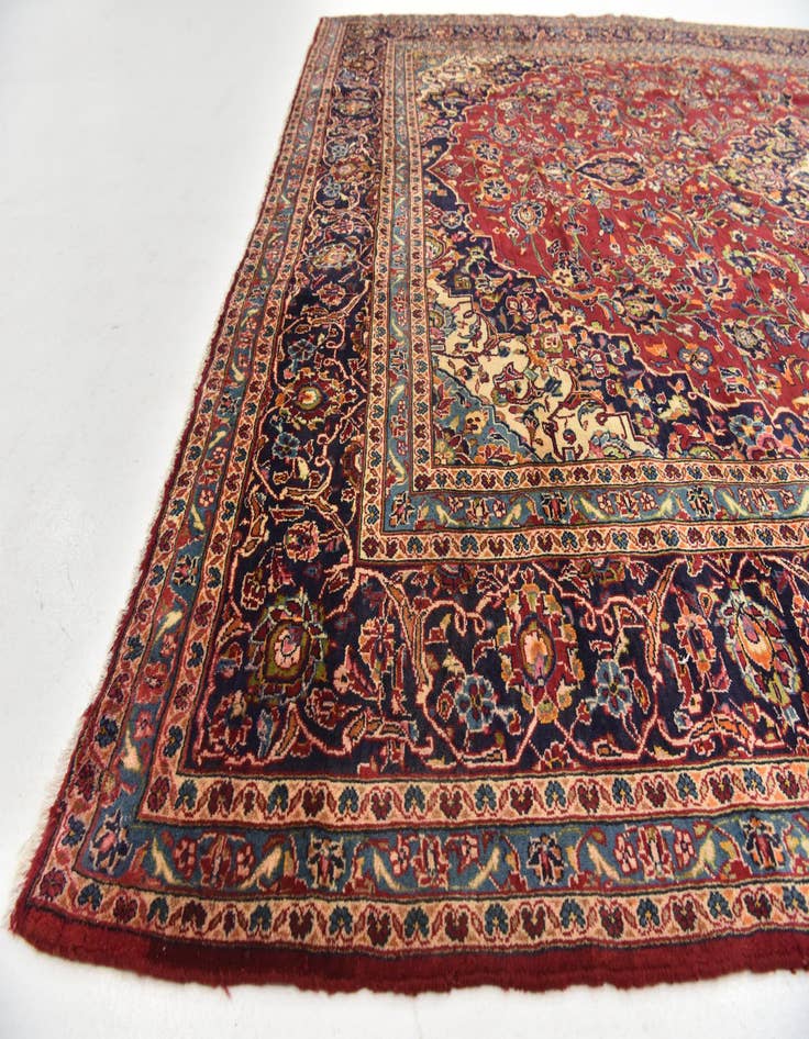 Detail image of  9' 8 x 13' 3  Hand Knotted Kashan Persian Wool Rug