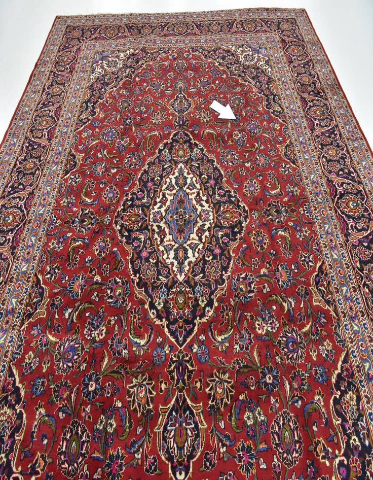 Detail image of  9' 9 x 13' 2  Hand Knotted Kashan Persian Wool Rug