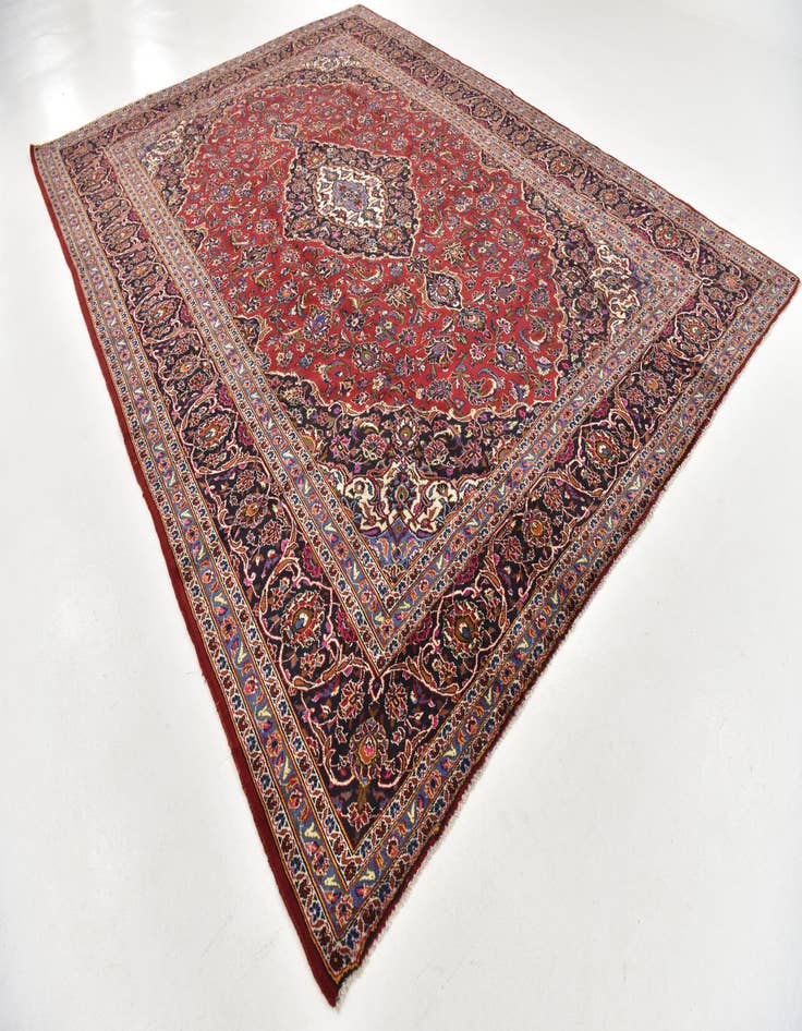 Detail image of  9' 9 x 13' 2  Hand Knotted Kashan Persian Wool Rug