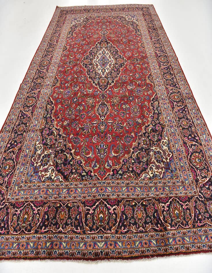 Detail image of  9' 9 x 13' 2  Hand Knotted Kashan Persian Wool Rug