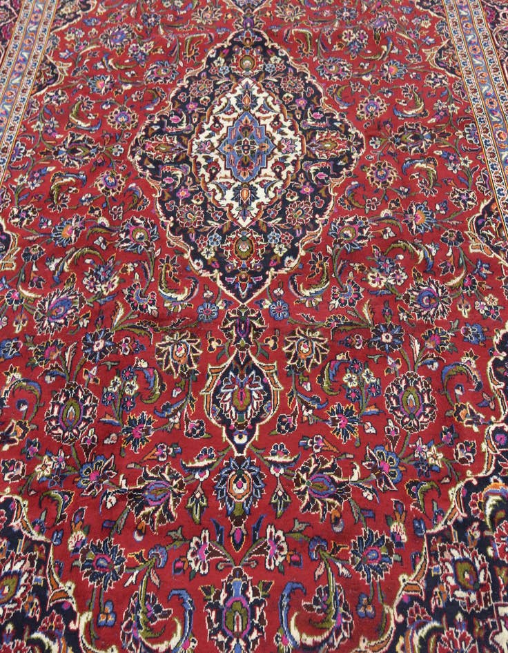 Detail image of  9' 9 x 13' 2  Hand Knotted Kashan Persian Wool Rug