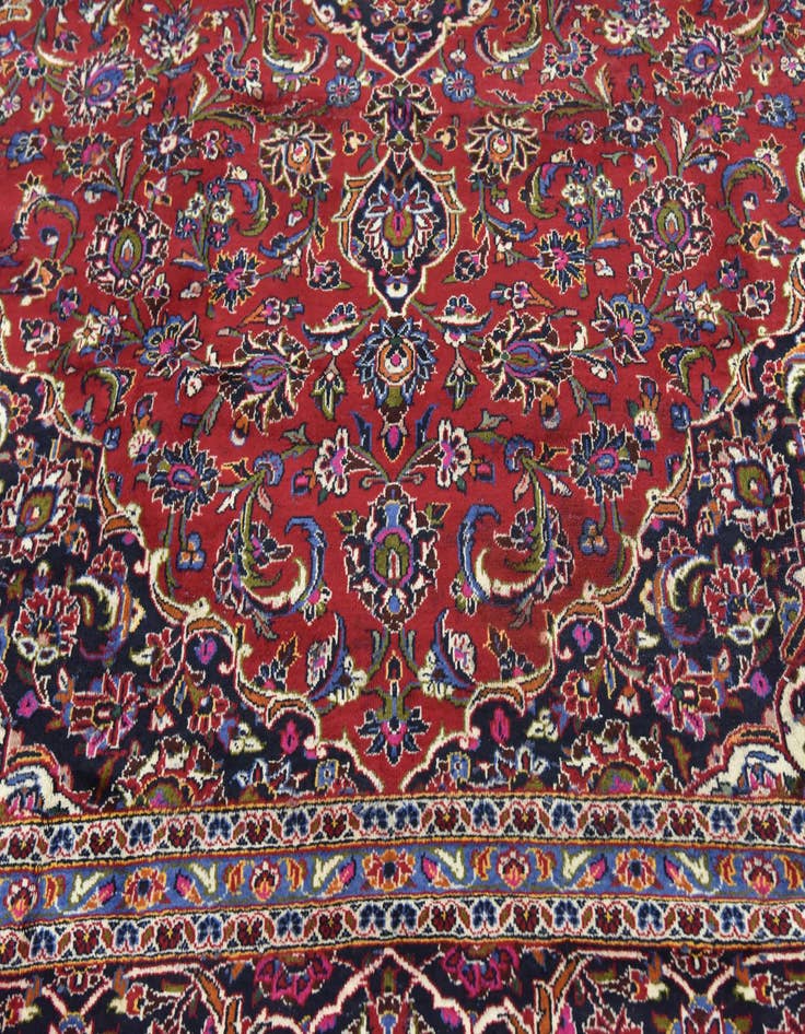 Detail image of  9' 9 x 13' 2  Hand Knotted Kashan Persian Wool Rug