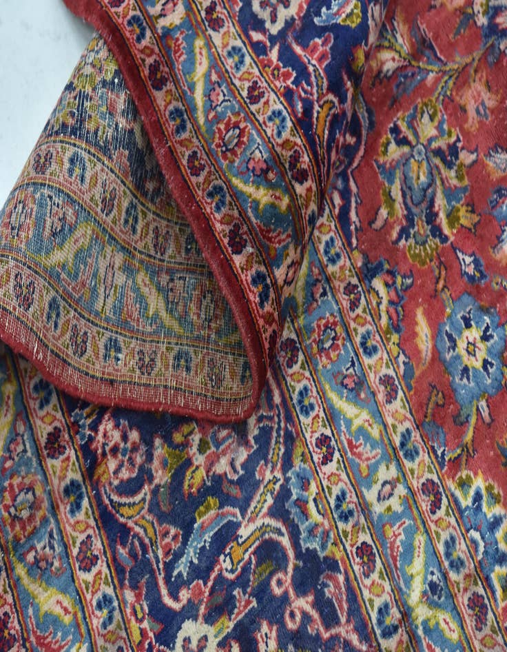 Detail image of  9' 8 x 13' 2  Hand Knotted Kashan Persian Wool Rug