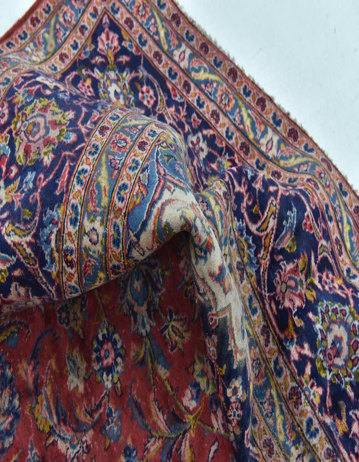 Detail image of  9' 8 x 13' 2  Hand Knotted Kashan Persian Wool Rug