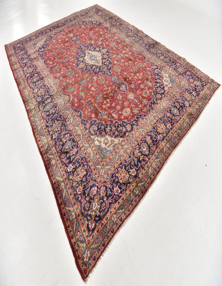 Detail image of  9' 8 x 13' 2  Hand Knotted Kashan Persian Wool Rug