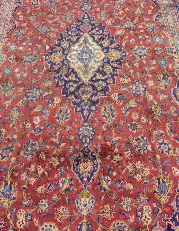 Detail image of  9' 8 x 13' 2  Hand Knotted Kashan Persian Wool Rug