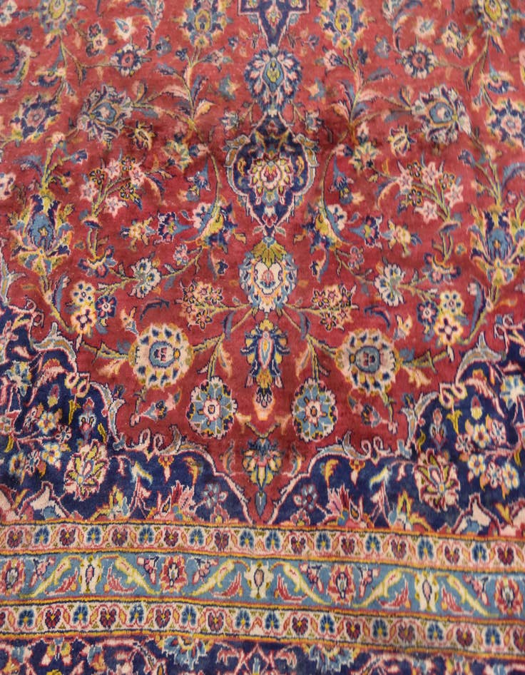 Detail image of  9' 8 x 13' 2  Hand Knotted Kashan Persian Wool Rug