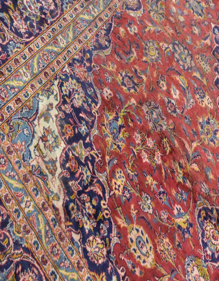 Detail image of  9' 8 x 13' 2  Hand Knotted Kashan Persian Wool Rug