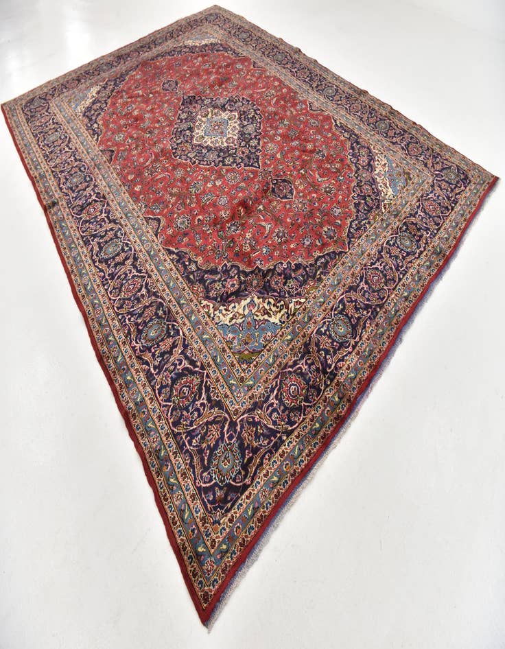 Detail image of  9' 10 x 13'  Hand Knotted Kashan Persian Wool Rug