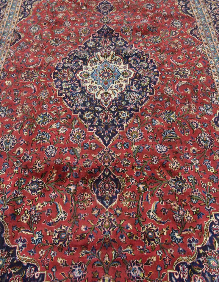 Detail image of  9' 10 x 13'  Hand Knotted Kashan Persian Wool Rug