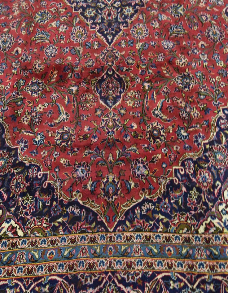 Detail image of  9' 10 x 13'  Hand Knotted Kashan Persian Wool Rug