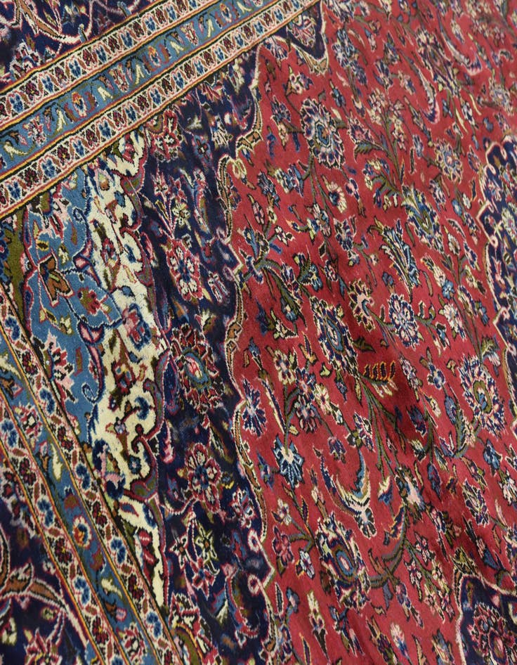 Detail image of  9' 10 x 13'  Hand Knotted Kashan Persian Wool Rug