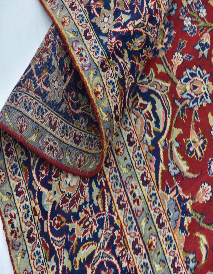 Detail image of  9' 2 x 13'  Hand Knotted Kashan Persian Wool Rug